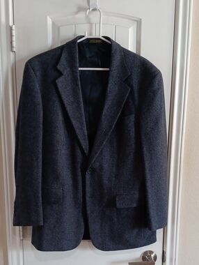 VTG 90s John Ashford 42R Wool Lambswool Herringbone Tweed Sport Coat Jacket